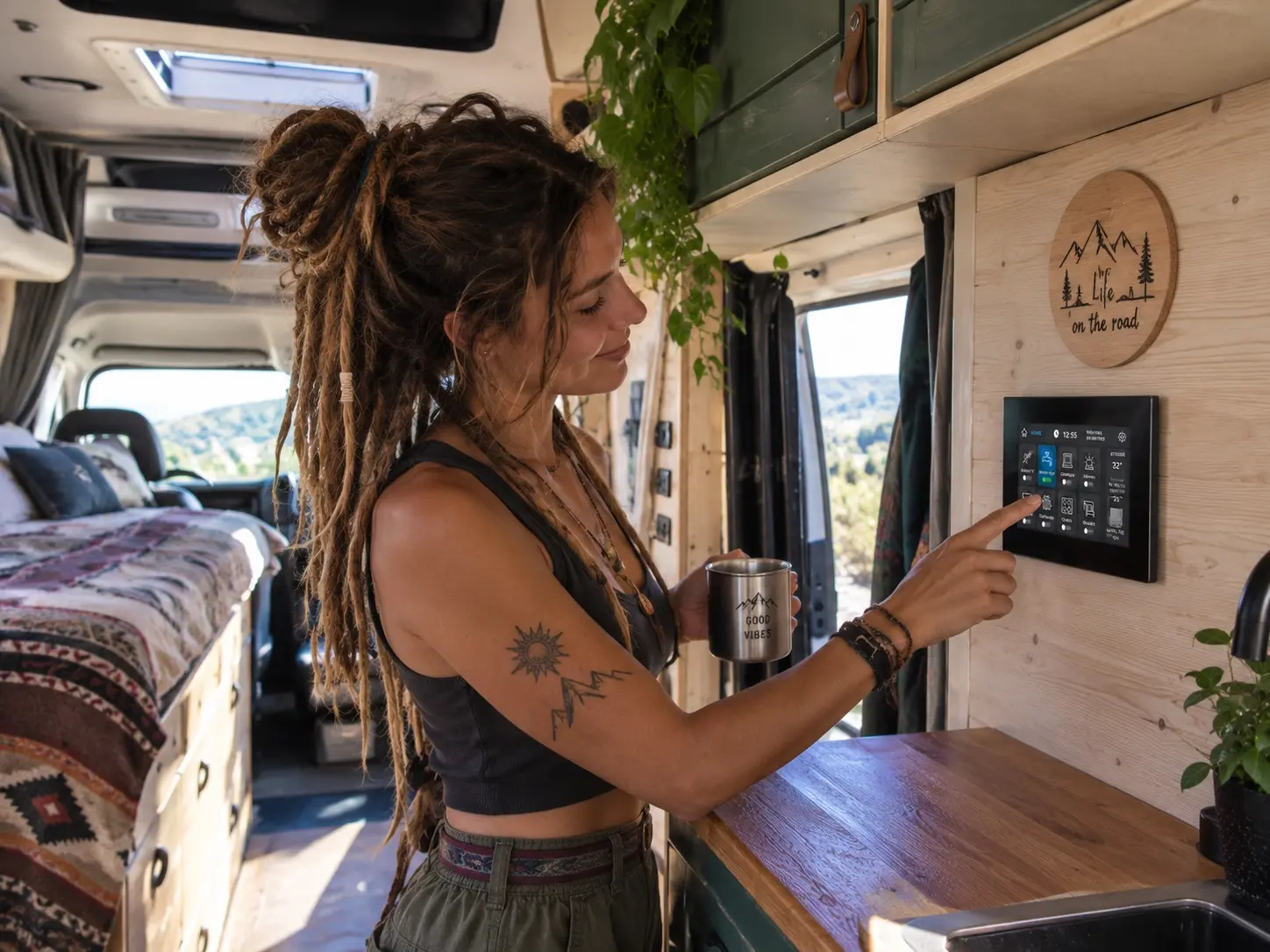 CamperDisplay Control en una camper de madera
